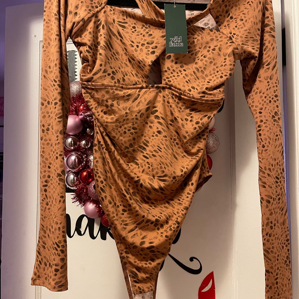 Wild Fable Tan Leopard Print Bodysuit